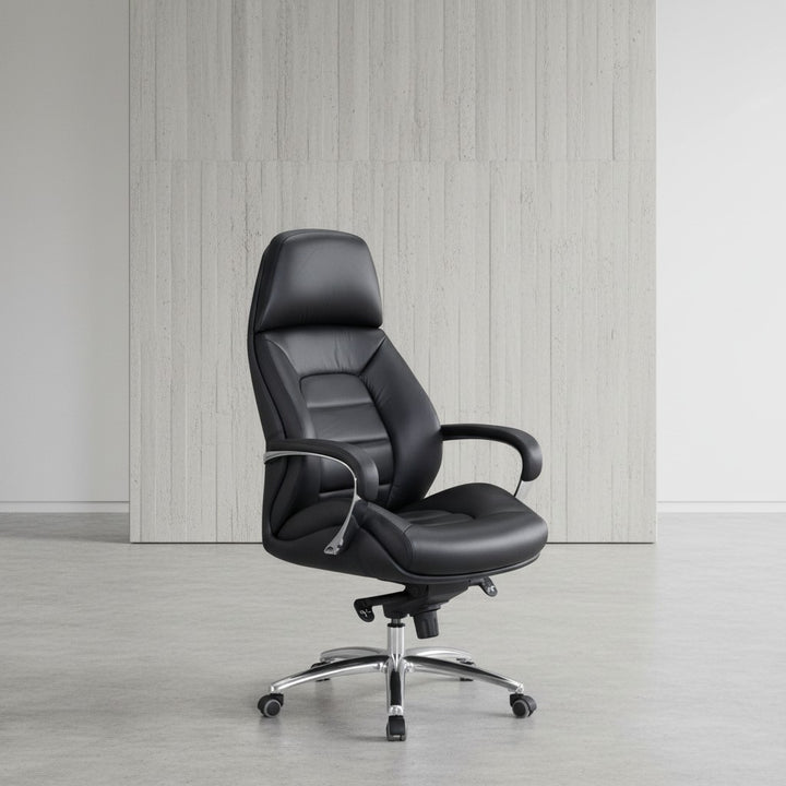 Chefsessel MIRON aus Leder_ Multiblockwippmechanik_ bis 120 kg_ in 3 Farben verfügbar - KADIMA DESIGN_Farbe_ Schwarz_ Größe_ 67x67x137 cm_