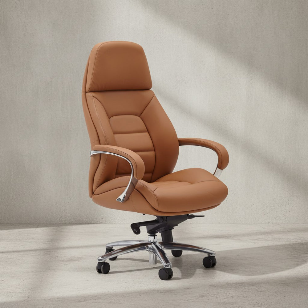 Chefsessel MIRON aus Leder_ Multiblockwippmechanik_ bis 120 kg_ in 3 Farben verfügbar - KADIMA DESIGN_Farbe_ Beige_ Größe_ 67x67x137 cm_