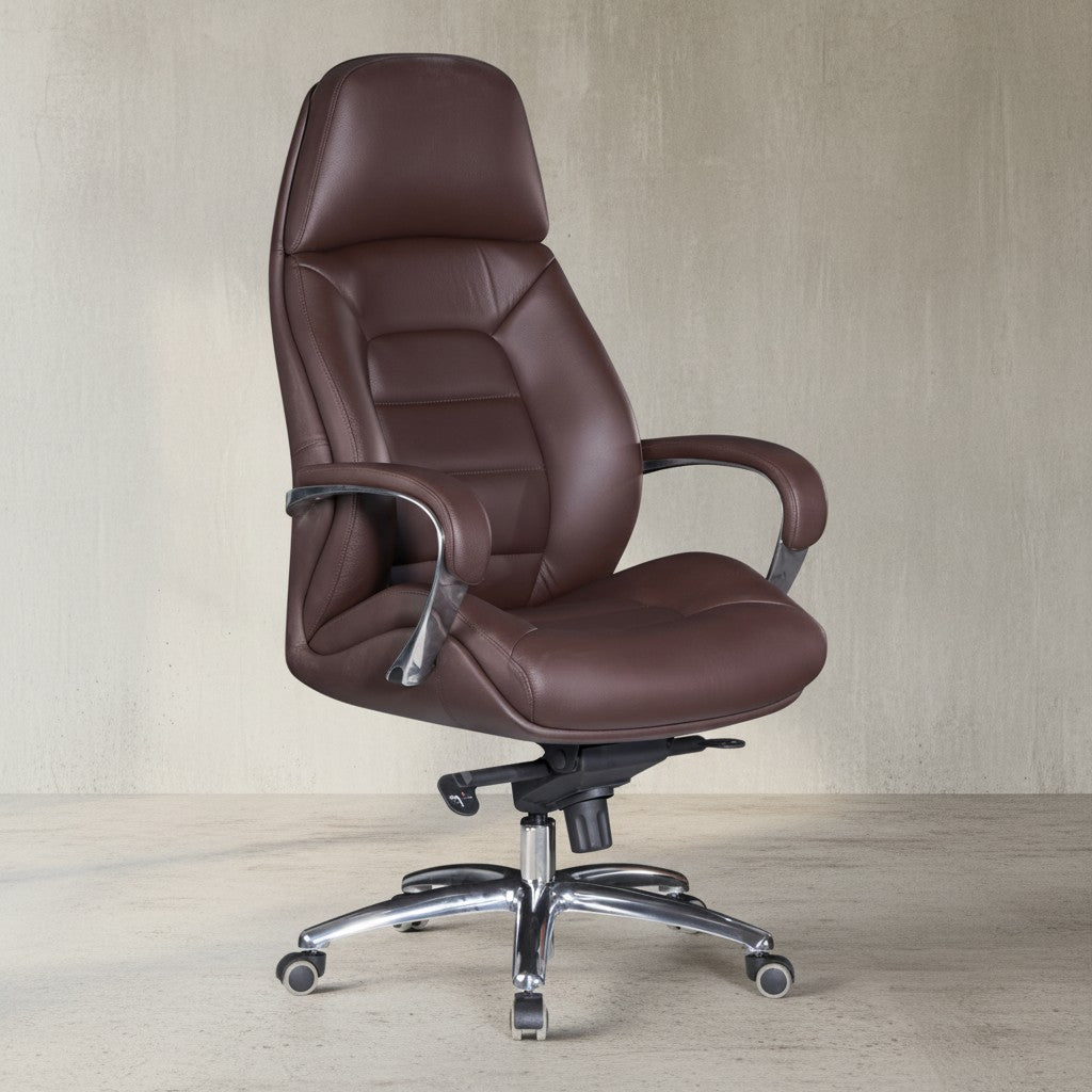 Chefsessel MIRON aus Leder_ Multiblockwippmechanik_ bis 120 kg_ in 3 Farben verfügbar - KADIMA DESIGN_Farbe_ Braun_ Größe_ 67x67x137 cm_