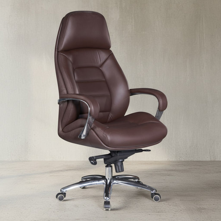 Chefsessel MIRON aus Leder_ Multiblockwippmechanik_ bis 120 kg_ in 3 Farben verfügbar - KADIMA DESIGN_Farbe_ Braun_ Größe_ 67x67x137 cm_