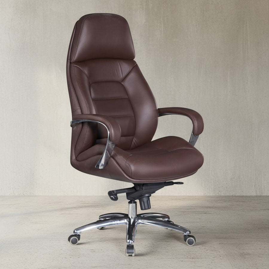 Chefsessel MIRON aus Leder_ Multiblockwippmechanik_ bis 120 kg_ in 3 Farben verfügbar - KADIMA DESIGN_Farbe_ Braun_ Größe_ 67x67x137 cm_