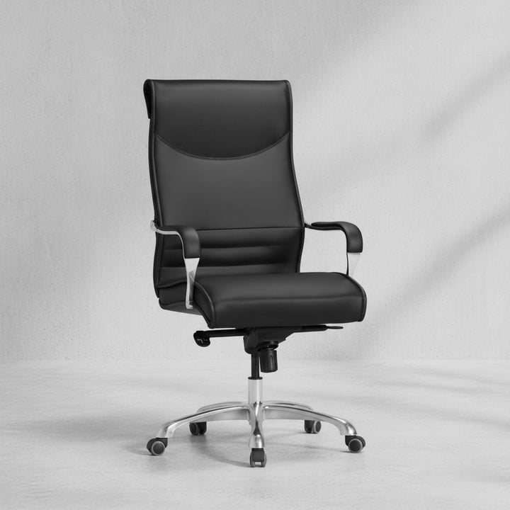 Chefsessel VENGA_ XXL_ ergonomisch_ Kunstleder_ höhenverstellbar_ 150 kg Belastbarkeit_ Schwarz/Caramel - KADIMA DESIGN_Farbe_ Schwarz_ Größe_ 61x60x126 cm_