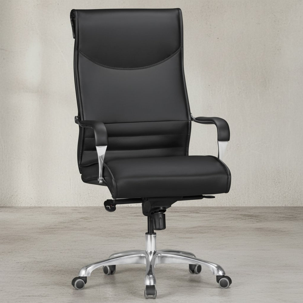 Chefsessel VENGA_ XXL_ ergonomisch_ Kunstleder_ höhenverstellbar_ 150 kg Belastbarkeit_ Schwarz/Caramel - KADIMA DESIGN_Farbe_ Schwarz_ Größe_ 61x60x126 cm_