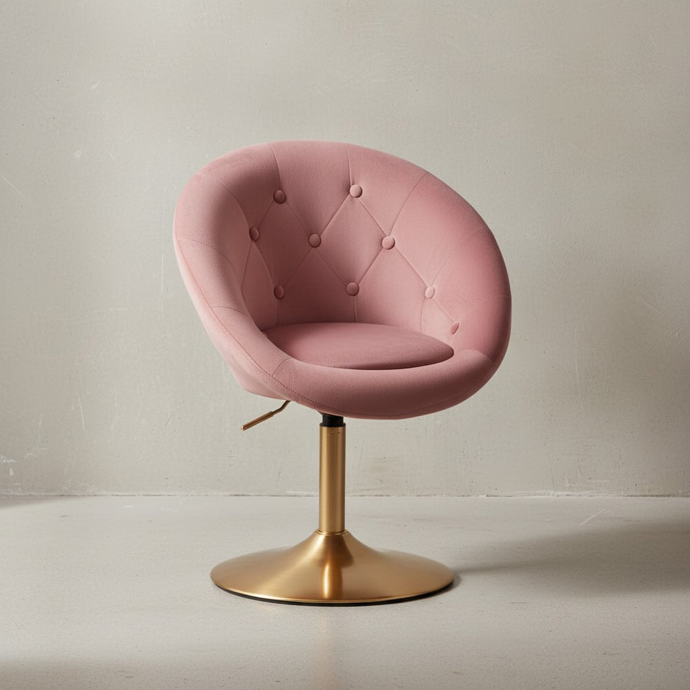 Chesterfield-Loungesessel ADDA_ 360° Drehfunktion_ Samtbezug_ Trompetenfuß_ 67x80-100x62 cm_ Rosa/Blau/Grau - KADIMA DESIGN_Farbe_ Rosa_ Größe_ 67x62x100 cm_