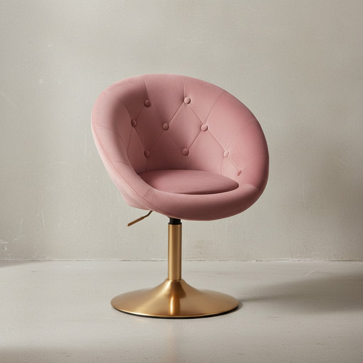 Chesterfield-Loungesessel ADDA_ 360° Drehfunktion_ Samtbezug_ Trompetenfuß_ 67x80-100x62 cm_ Rosa/Blau/Grau - KADIMA DESIGN_Farbe_ Rosa_ Größe_ 67x62x100 cm_