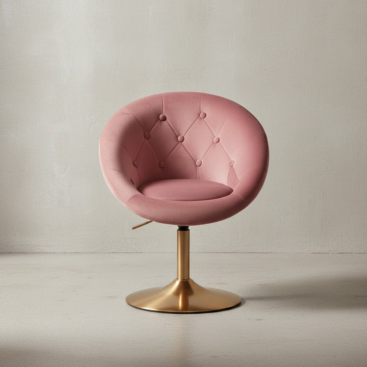 Chesterfield-Loungesessel ADDA_ 360° Drehfunktion_ Samtbezug_ Trompetenfuß_ 67x80-100x62 cm_ Rosa/Blau/Grau - KADIMA DESIGN_Farbe_ Rosa_ Größe_ 67x62x100 cm_