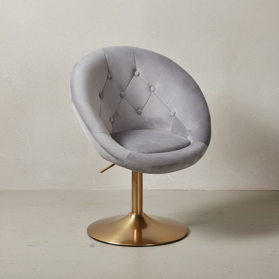 Chesterfield-Loungesessel ADDA_ 360° Drehfunktion_ Samtbezug_ Trompetenfuß_ 67x80-100x62 cm_ Rosa/Blau/Grau - KADIMA DESIGN_Farbe_ Grau_ Größe_ 67x62x100 cm_