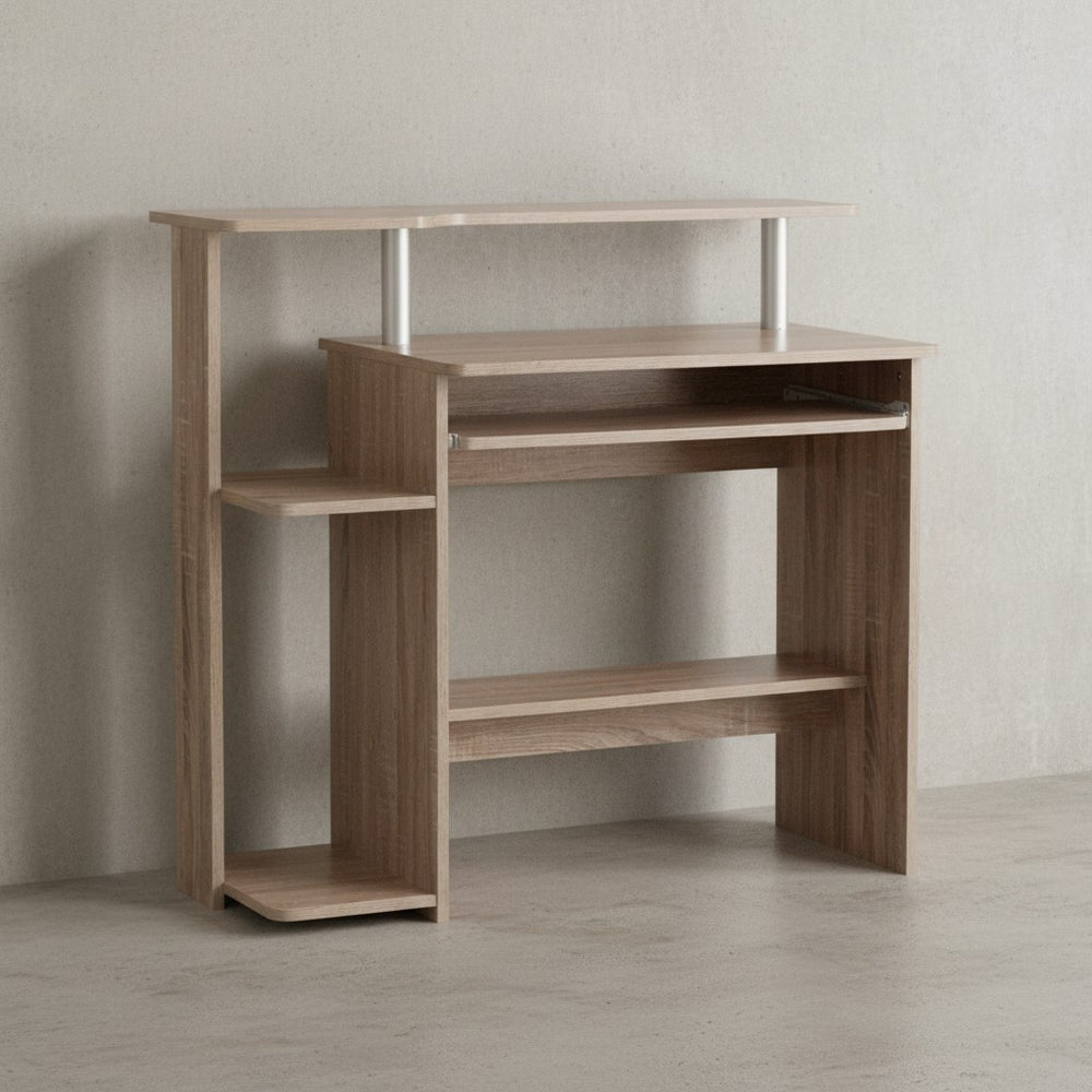 Computertisch ELBTRAUM_ Intelligenter Tastaturauszug_ Großzügige Arbeitsfläche_ Sonoma-Farbe_ Langlebig und Pflegeleicht - KADIMA DESIGN_Farbe_ Beige_ Größe_ 94x48x90 cm_