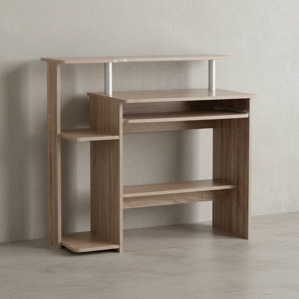 Computertisch ELBTRAUM  Intelligenter Tastaturauszug  Großzügige Arbeitsfläche  Sonoma-Farbe  Langlebig und Pflegeleicht - KADIMA DESIGN Farbe  Beige  Größe  94x48x90 cm