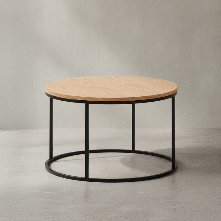 Couchtisch_ Holzmaserung_ Metallgestell_ Eichenfurnier_ Leichte Reinigung - KADIMA DESIGN_Größe_ 70x70x45 cm_