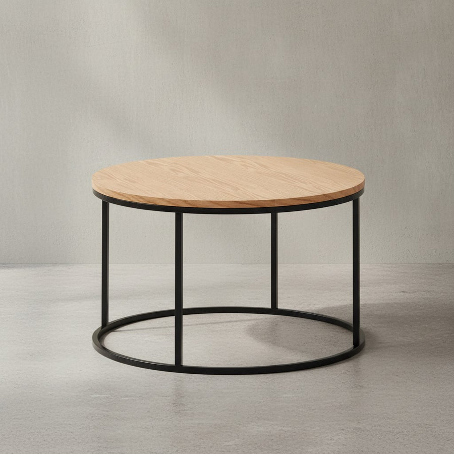 Couchtisch_ Holzmaserung_ Metallgestell_ Eichenfurnier_ Leichte Reinigung - KADIMA DESIGN_Größe_ 70x70x45 cm_