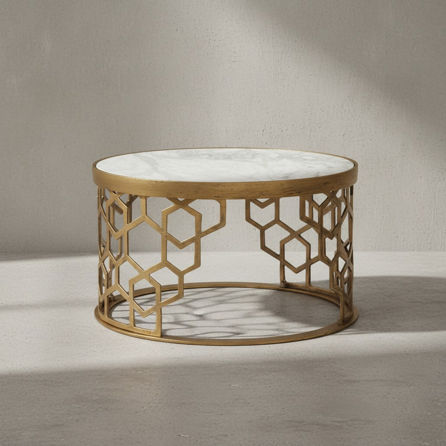 Couchtisch &quot;Marble&quot;_ luxuriöser Marmor-Metalltisch_ 60x60x36 cm_ stilvolles Wohnzimmer-Design - KADIMA DESIGN_Größe_ 60x60x36 cm_