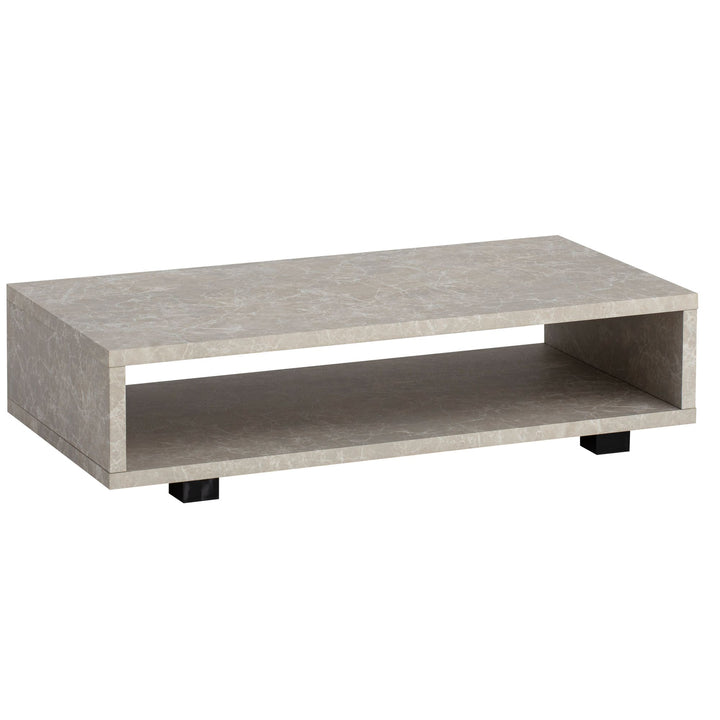 Couchtisch in Stein-Optik Modern mit Stauraum Rechteckig Schlicht