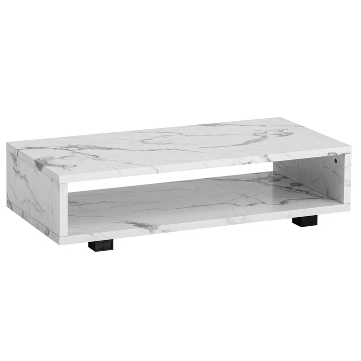 Couchtisch in Stein-Optik Modern mit Stauraum Rechteckig Schlicht