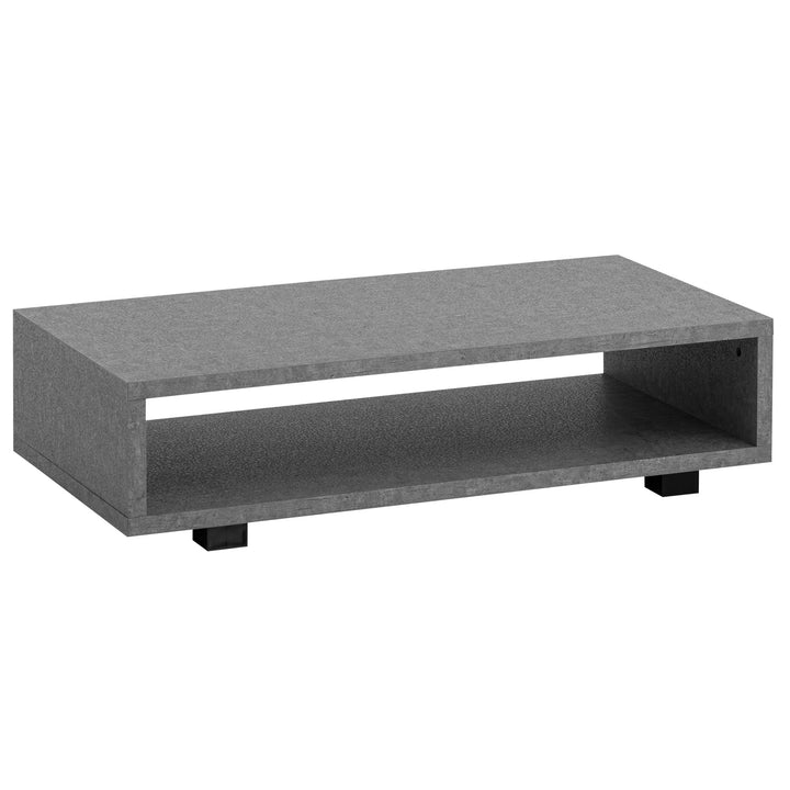 Couchtisch in Stein-Optik Modern mit Stauraum Rechteckig Schlicht