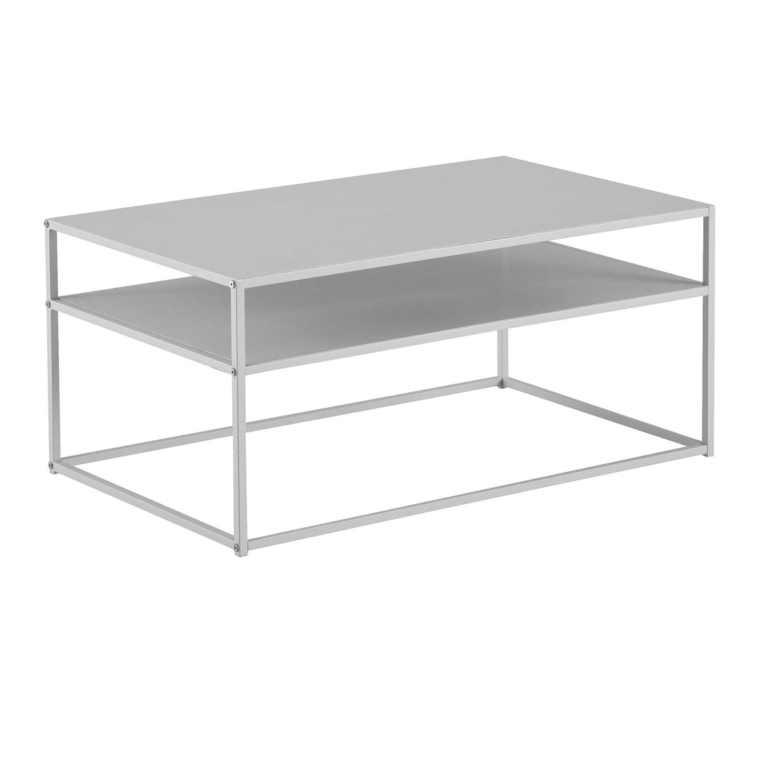 Couchtisch Weiß Metall Industrial 100x60x45cm mit Stauraum und Ablagefach