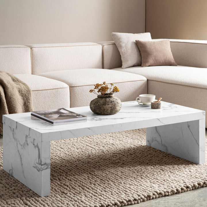 Couchtisch in Beton-Optik, zeitloses Design, rechteckig, schlicht