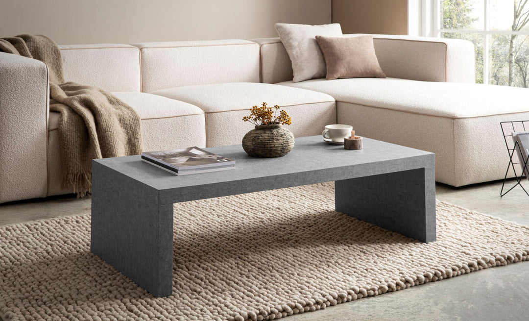 Couchtisch in Beton-Optik, zeitloses Design, rechteckig, schlicht