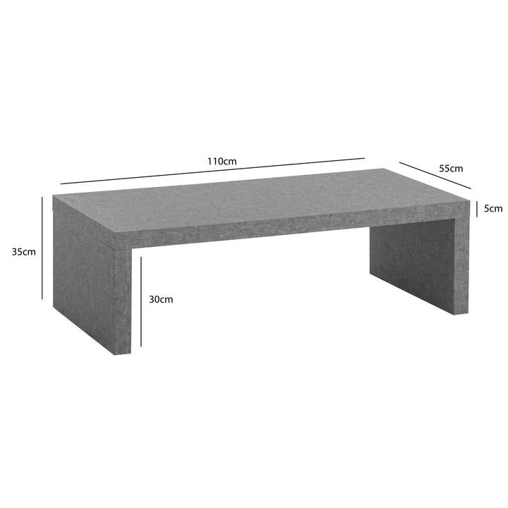 Couchtisch in Beton-Optik, zeitloses Design, rechteckig, schlicht