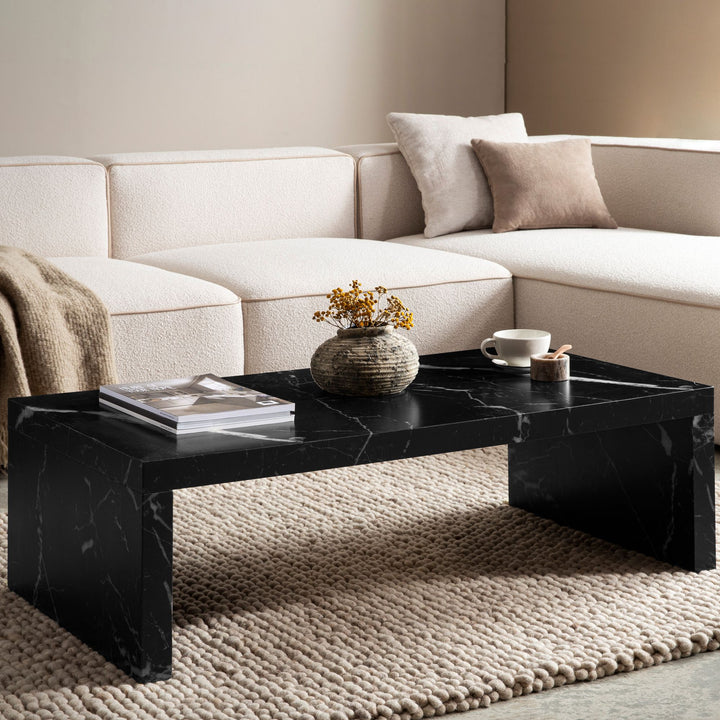 Couchtisch in Beton-Optik, zeitloses Design, rechteckig, schlicht