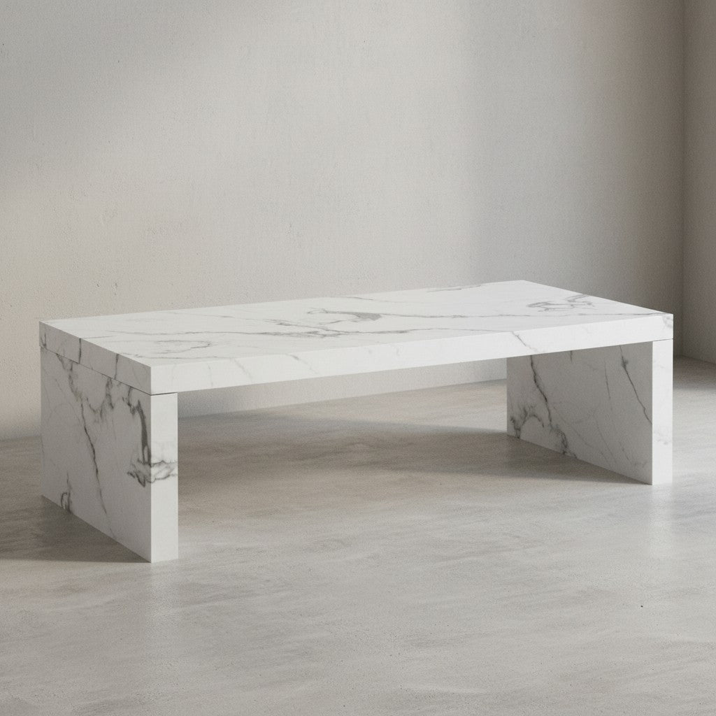 Couchtisch 110x55x35 cm Sofatisch in Beton-Optik Zeitlos - Design Wohnzimmertisch Rechteckig - Loungetisch Schlicht - Kaffeetisch Groß_