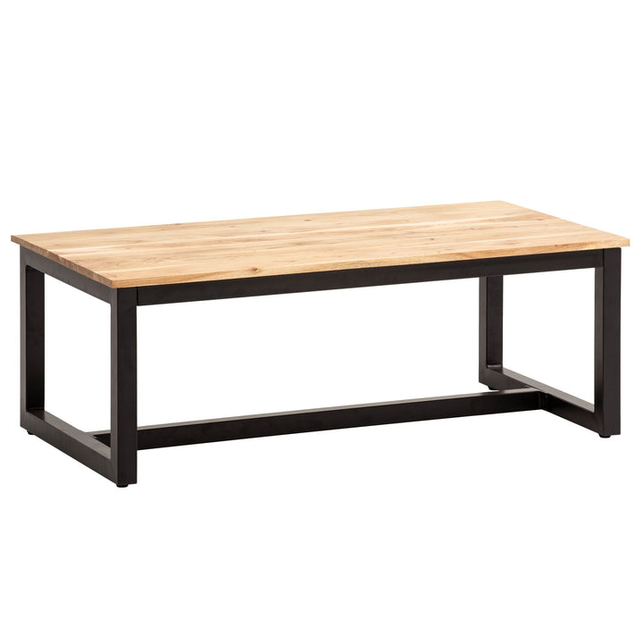 Couchtisch Akazien-Massivholz Braun, Industrial Design, 110x60x40 cm, mit stabilen Metallbeinen