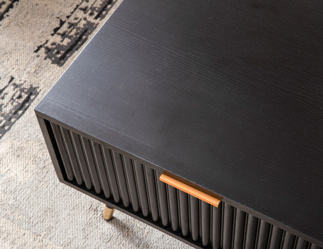 Couchtisch Schwarz Eiche-Dekor mit Stauraum 110x60x43 cm Metallbeine