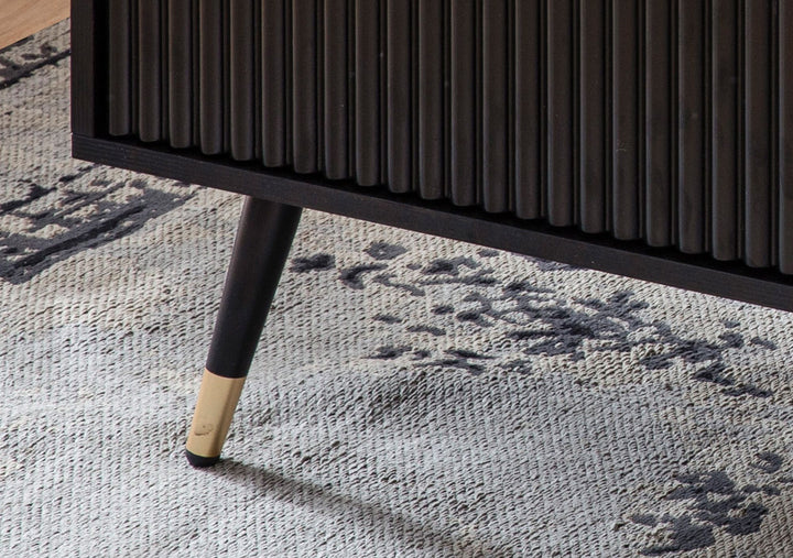 Couchtisch Schwarz Eiche-Dekor mit Stauraum 110x60x43 cm Metallbeine