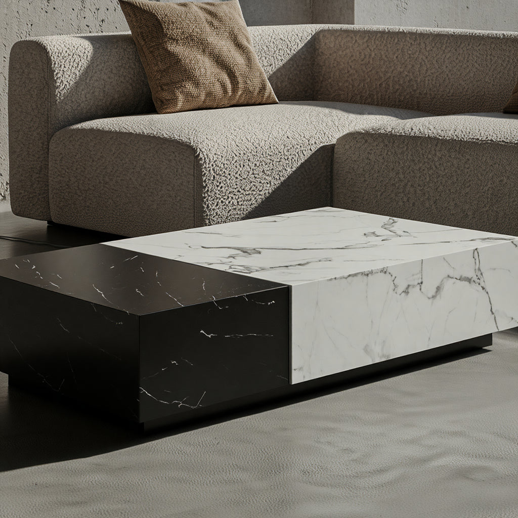 Loungetisch aus Massivholz natur – Couchtisch 140x70 cm mit eleganter Holzmaserung für modernes Wohnen_