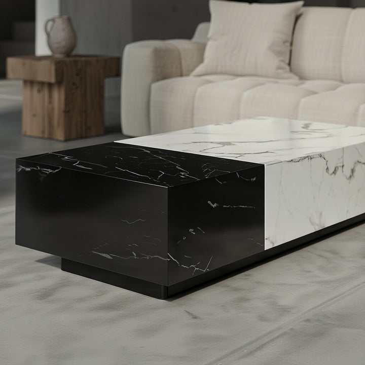 Rechteckiger Sofatisch aus Holz natur – Couchtisch mit klaren Linien und Stauraum, perfekt für modernes Wohnzimmer_