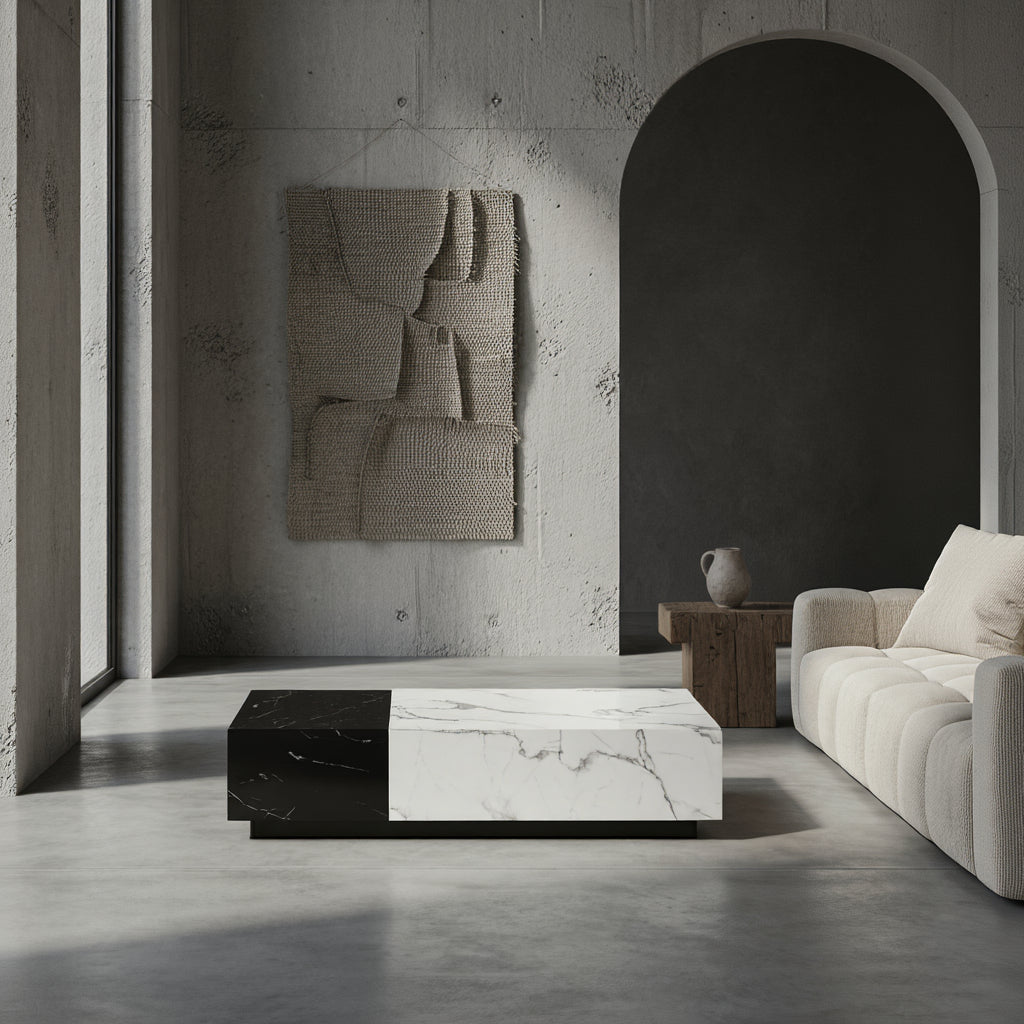 Wohnzimmertisch aus Massivholz 140x70 cm – moderner Couchtisch im skandinavischen Design mit offenen Ablagen und eleganter Maserung_