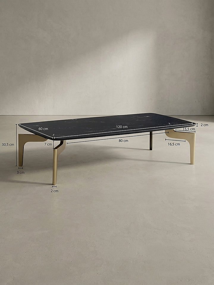 Technische Zeichnung für den rechteckigen Couchtisch mit exakten Maßangaben von 120x60x30,5 cm zur optimalen Raumplanung im stilvoll eingerichteten Zuhause_