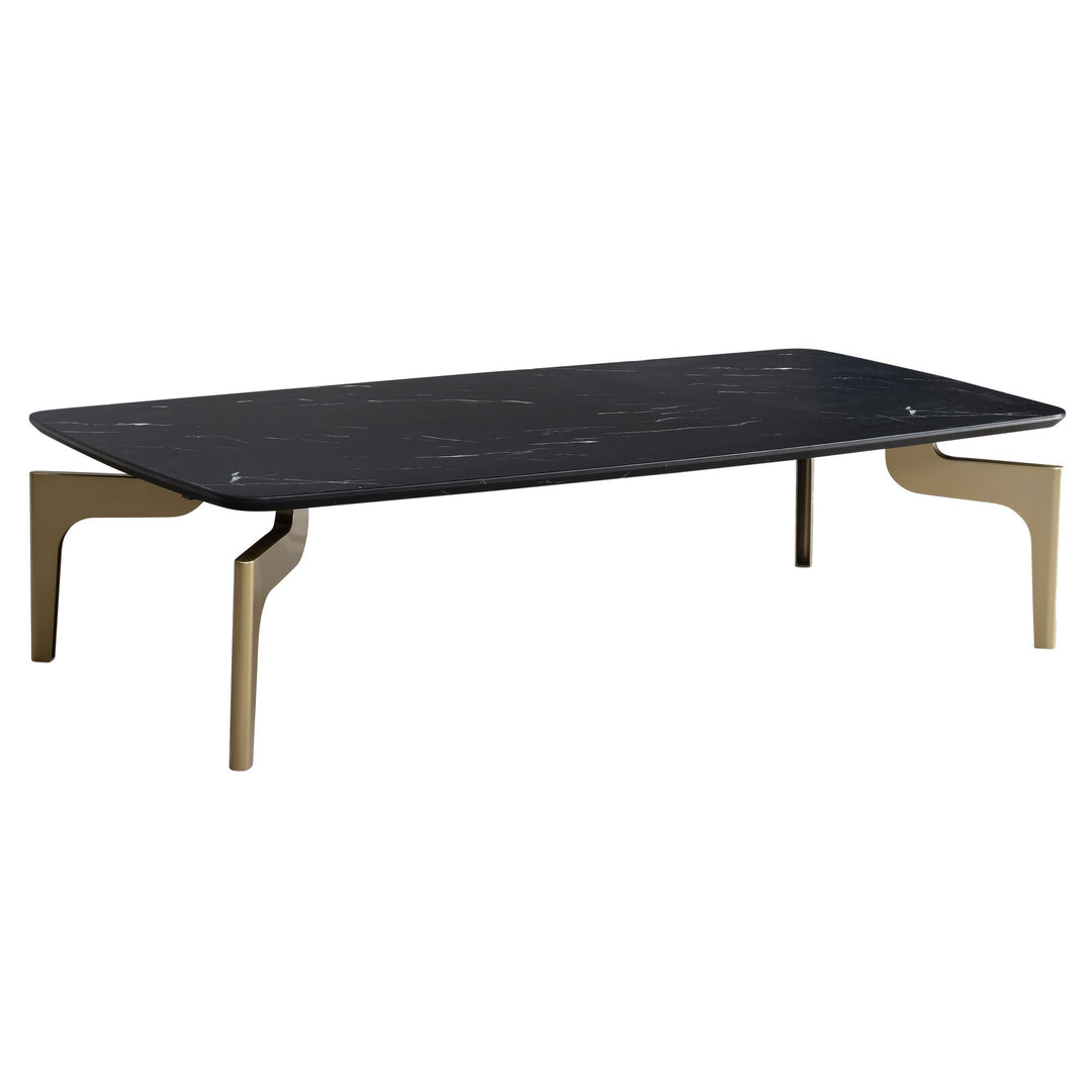 Couchtisch Schwarz/Gold Hochglanz Marmor Optik 120x60x30.5 cm Metall-Gestell