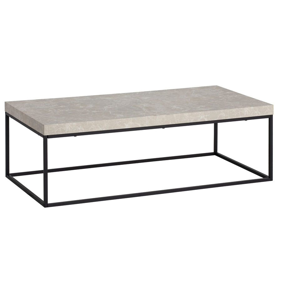 Couchtisch 120x60x38 cm Sandfarben Sofatisch in Stein-Optik Modern - Design Wohnzimmertisch Rechteckig - Loungetisch  - Kaffeetisch Metallbeine Groß_