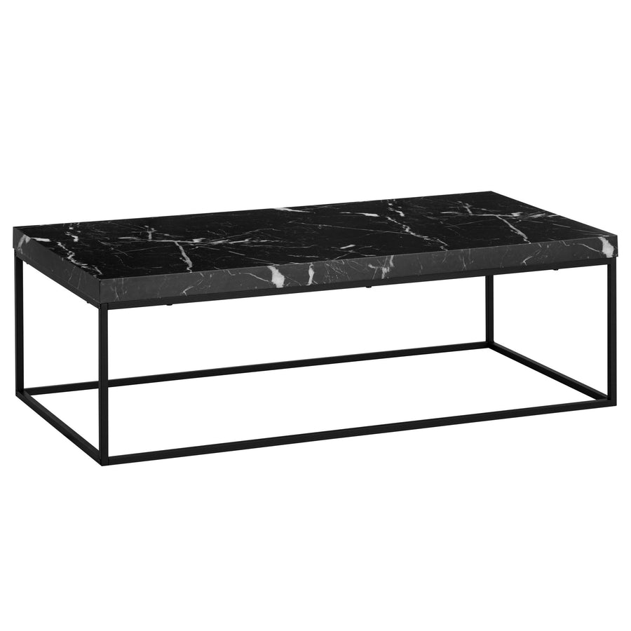 Couchtisch in Stein-Optik mit Metallbeinen, Modernes Design, Rechteckig, Groß