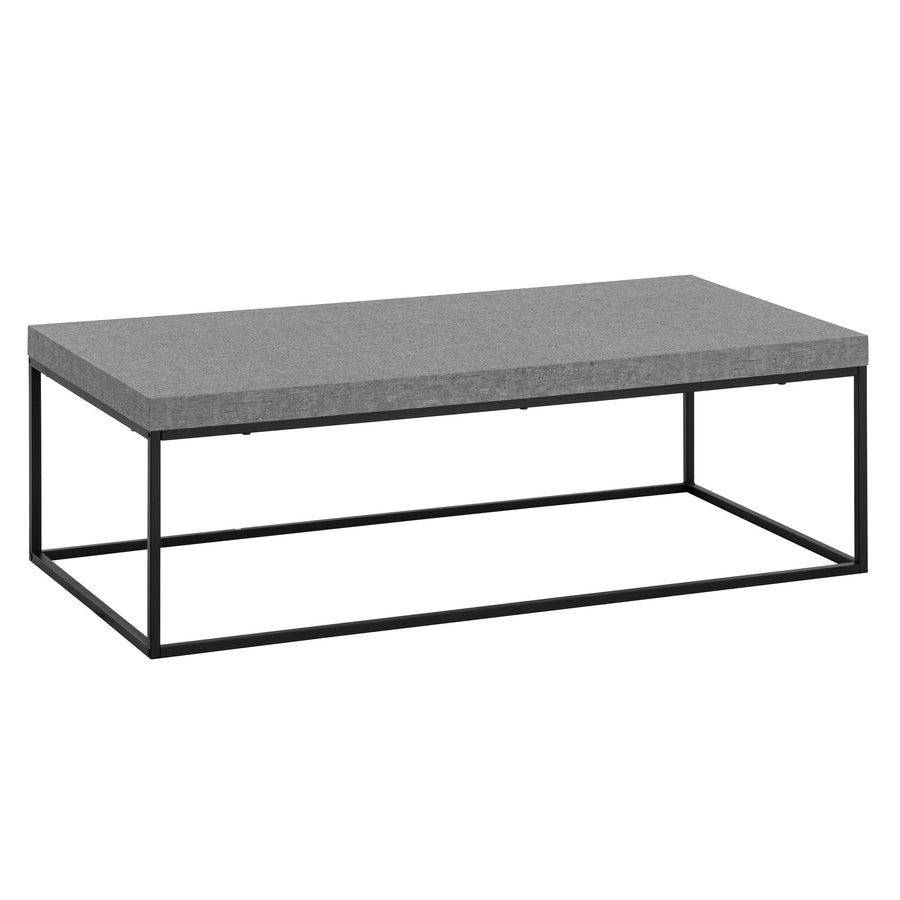 Couchtisch in Stein-Optik mit Metallbeinen, Modernes Design, Rechteckig, Groß