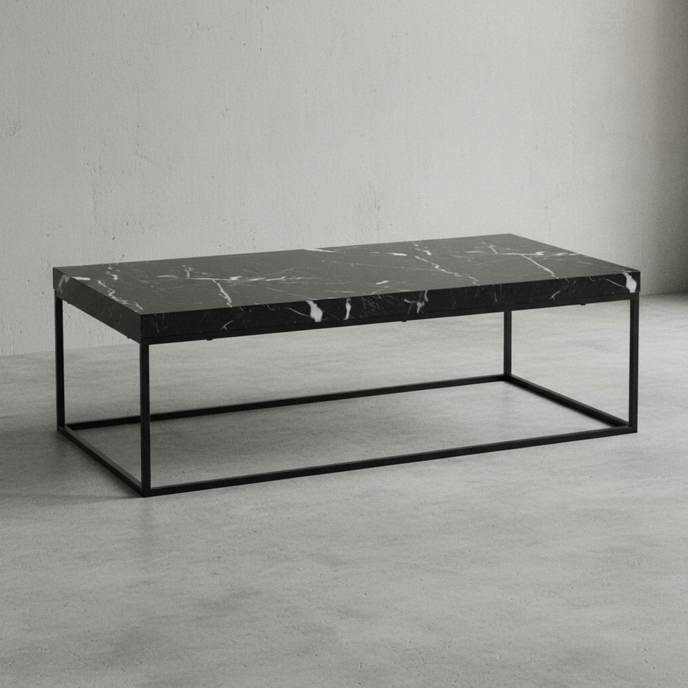 Couchtisch 120x60x38 cm Sandfarben Sofatisch in Stein-Optik Modern - Design Wohnzimmertisch Rechteckig - Loungetisch  - Kaffeetisch Metallbeine Groß_