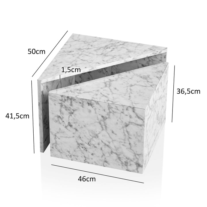 Couchtisch 2er Set Hochglanz Marmoroptik Verschachtelbar MONOBLOC