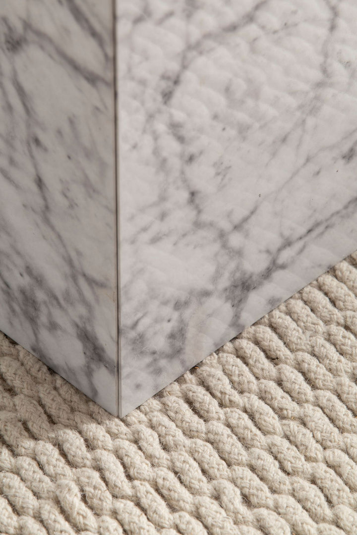 Couchtisch 2er Set MONOBLOC Hochglanz Sofatisch mit Marmor Optik - Design Satztisch Eckig - Wohnzimmertisch Ineinanderschiebbar - Lounge Verschachtelungstisch Beistelltisch Klein_