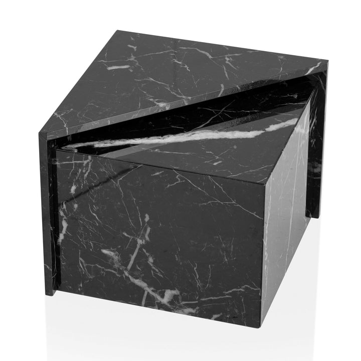 Couchtisch 2er Set Hochglanz Marmoroptik Verschachtelbar MONOBLOC