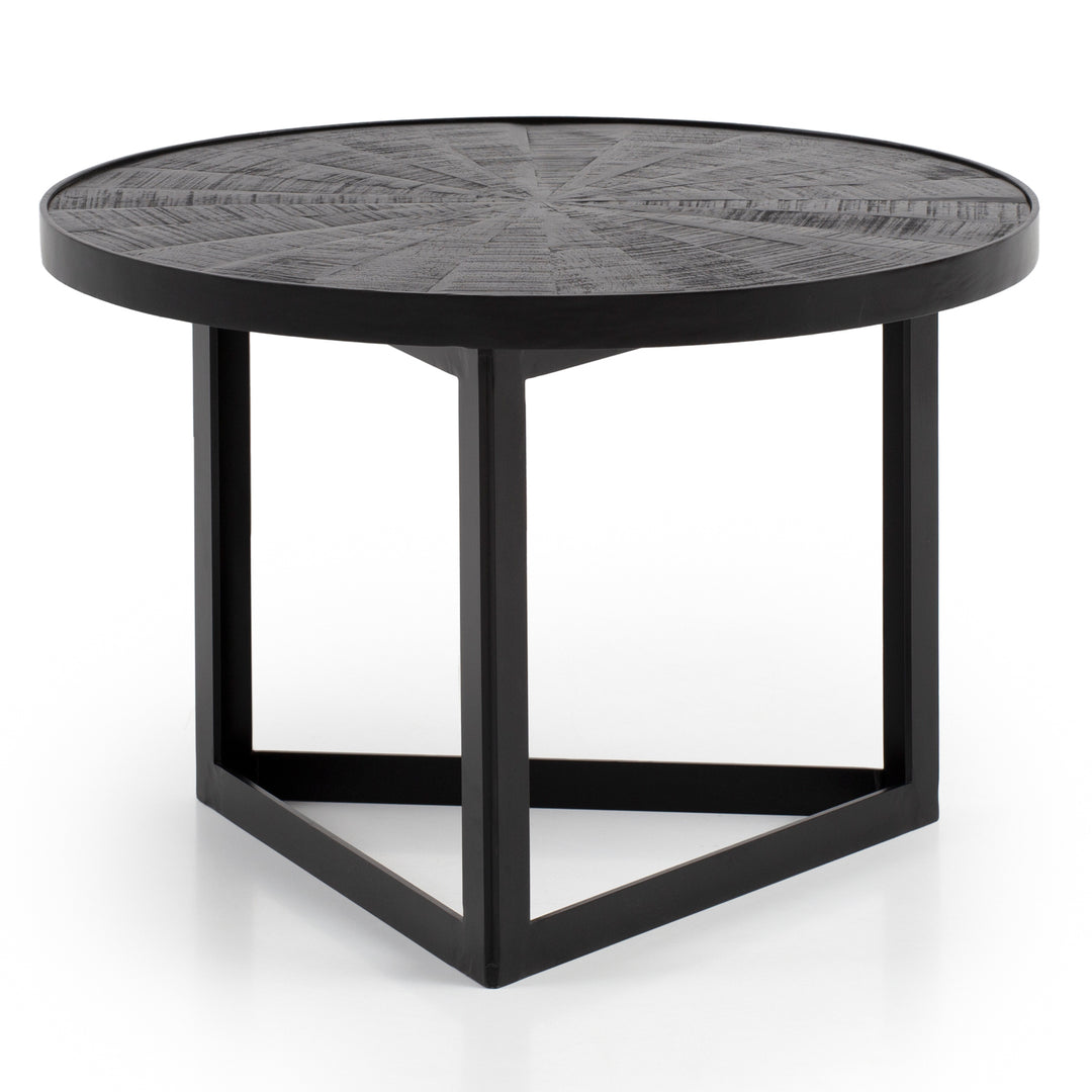 Couchtisch Schwarz Massivholz Mango Rund 58x58x40 cm Industrial Design