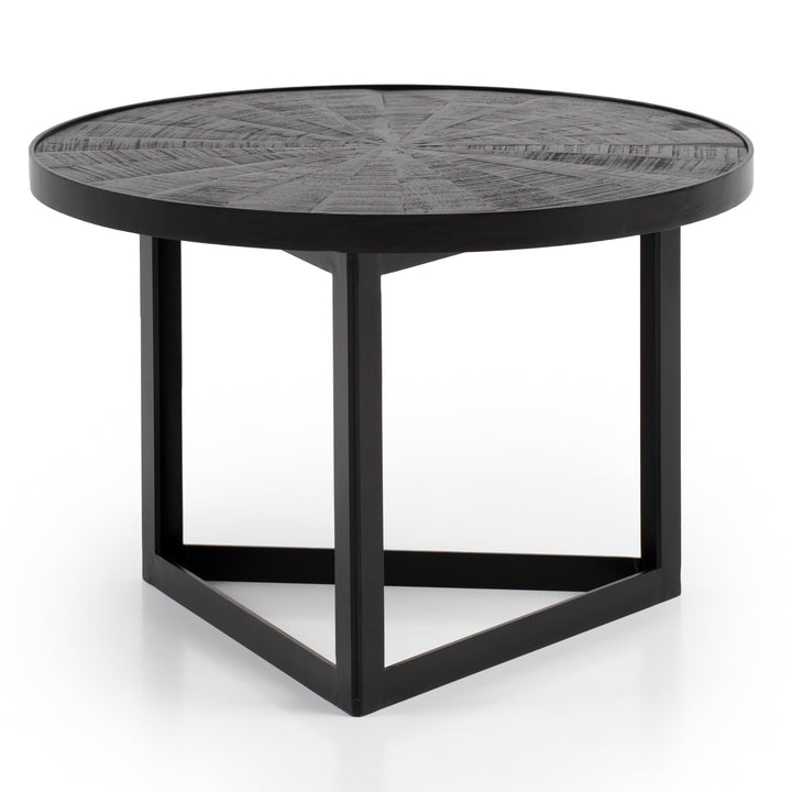 Couchtisch Schwarz Massivholz Mango Rund 58x58x40 cm Industrial Design