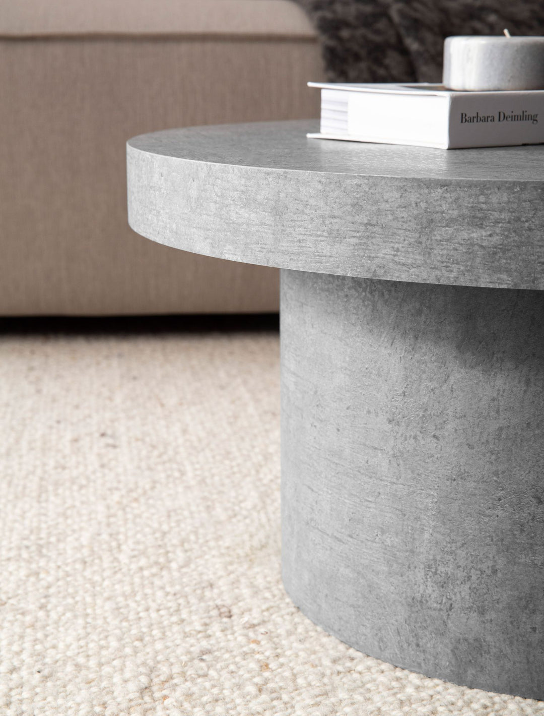 Couchtisch 60x60x30 cm Sandfarben Sofatisch in Stein-Optik Modern - Design Wohnzimmertisch Rund  - Loungetisch in Pilz-Form - Kaffeetisch Beistelltisch Klein_