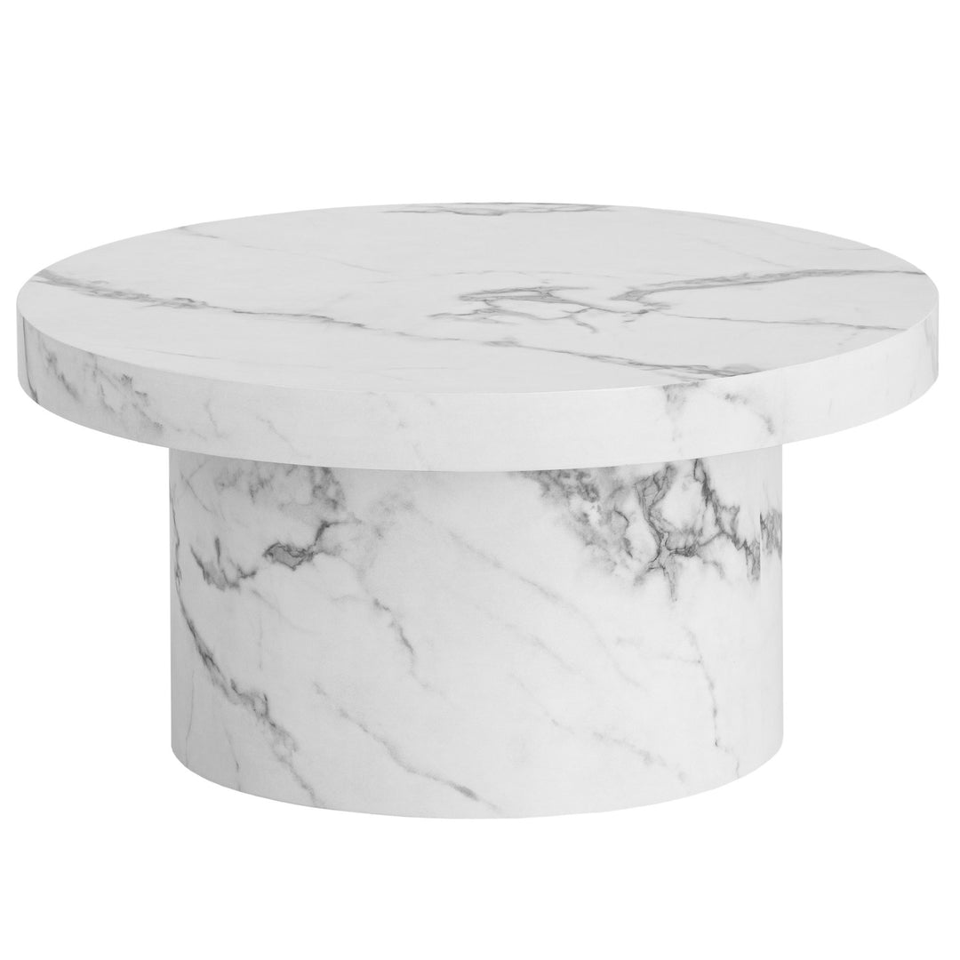 Couchtisch 60x60x30 cm Sandfarben Sofatisch in Stein-Optik Modern - Design Wohnzimmertisch Rund  - Loungetisch in Pilz-Form - Kaffeetisch Beistelltisch Klein_