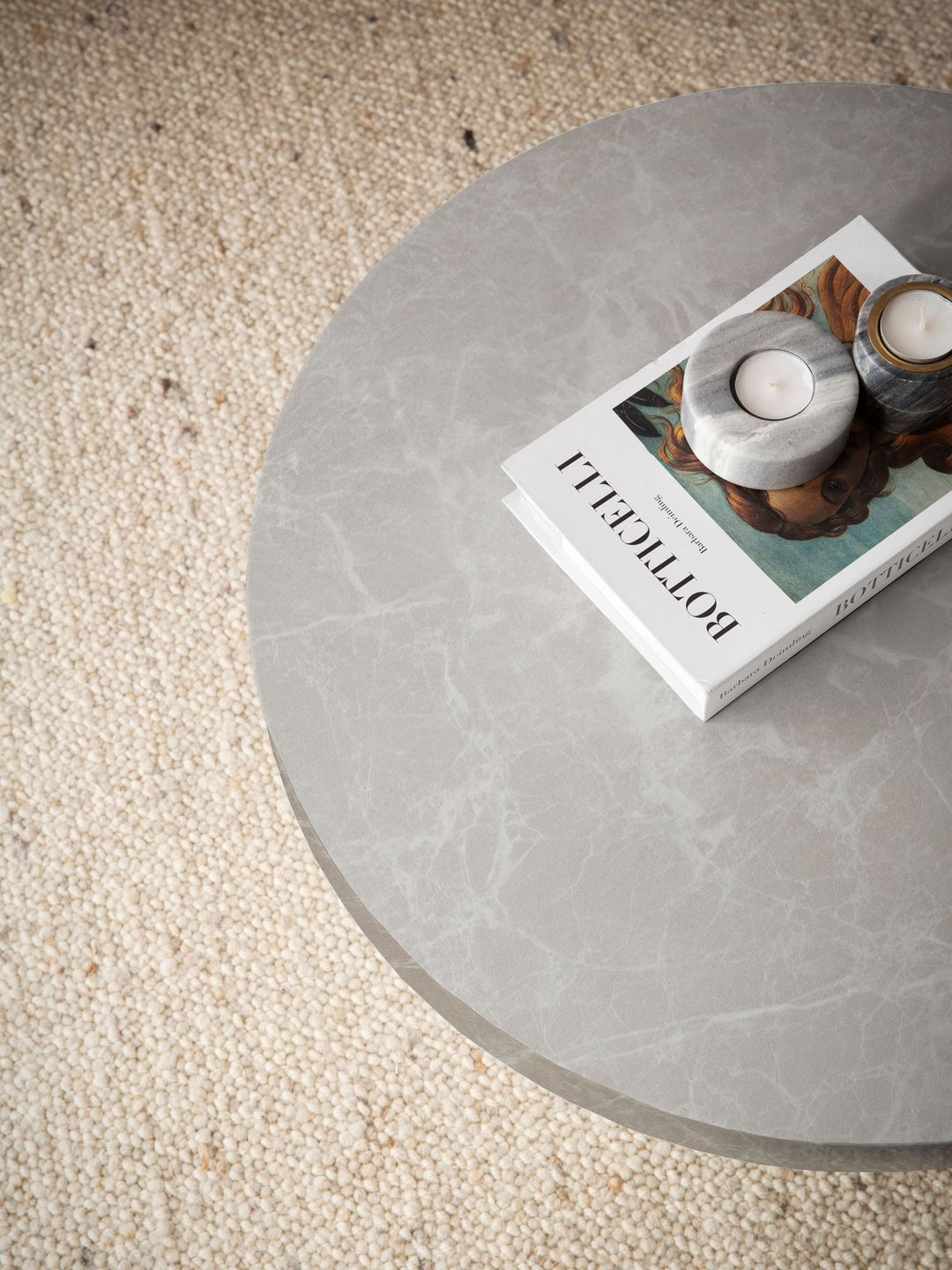 Couchtisch 60x60x30 cm Sandfarben Sofatisch in Stein-Optik Modern - Design Wohnzimmertisch Rund  - Loungetisch in Pilz-Form - Kaffeetisch Beistelltisch Klein_