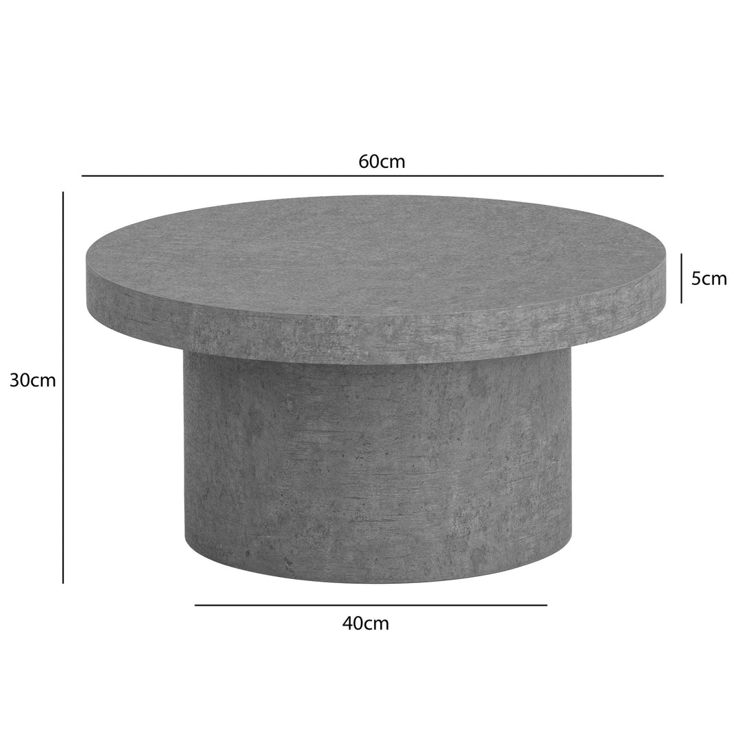 Couchtisch 60x60x30 cm Sandfarben Sofatisch in Stein-Optik Modern - Design Wohnzimmertisch Rund  - Loungetisch in Pilz-Form - Kaffeetisch Beistelltisch Klein_