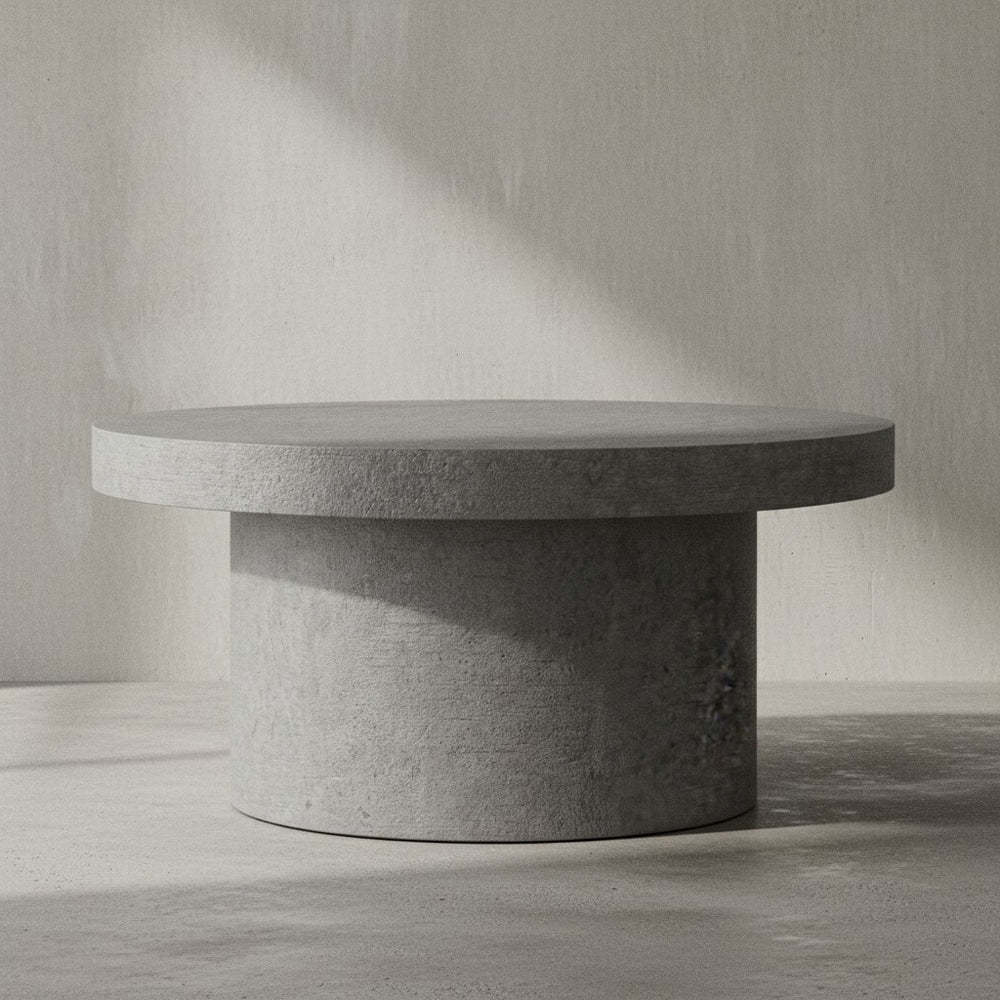 Couchtisch 60x60x30 cm Sandfarben Sofatisch in Stein-Optik Modern - Design Wohnzimmertisch Rund  - Loungetisch in Pilz-Form - Kaffeetisch Beistelltisch Klein_
