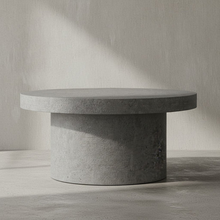 Couchtisch 60x60x30 cm Sandfarben Sofatisch in Stein-Optik Modern - Design Wohnzimmertisch Rund  - Loungetisch in Pilz-Form - Kaffeetisch Beistelltisch Klein_