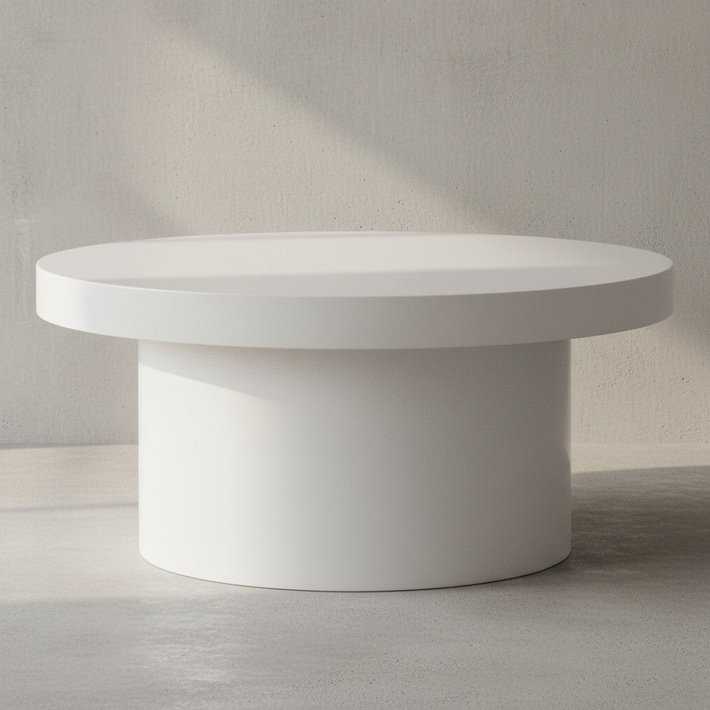 Couchtisch 60x60x30 cm Weiß Sofatisch in Hochglanz Modern - Design Wohnzimmertisch Rund - Loungetisch in Pilz-Form - Kaffeetisch Beistelltisch Klein_