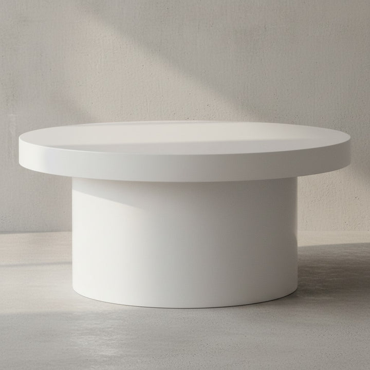 Couchtisch 60x60x30 cm Weiß Sofatisch in Hochglanz Modern - Design Wohnzimmertisch Rund - Loungetisch in Pilz-Form - Kaffeetisch Beistelltisch Klein_
